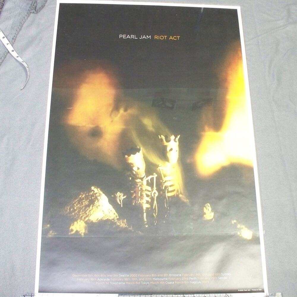 VTG Pearl Jam Riot Act Pacific Tour Poster 2002-2003 34"x23" USA/Japan/Australia